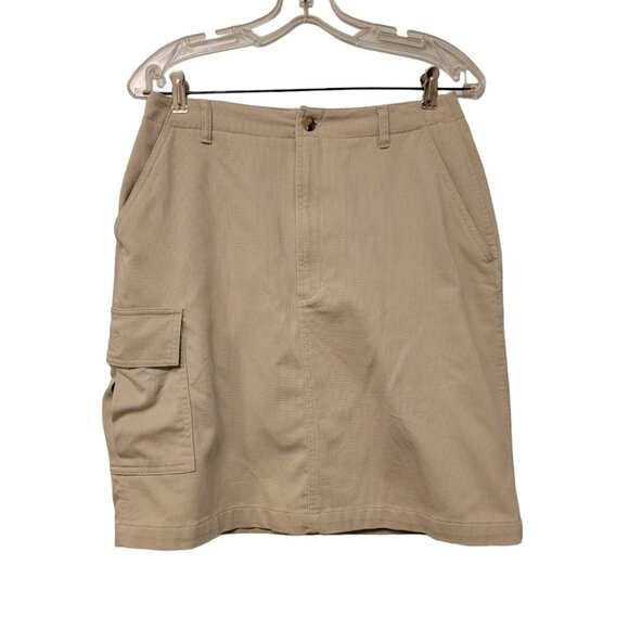 Woolrich Skirt Corduroy Size 10 Beige Knee Length‎ Side Cargo Pocket - Picture 1 of 6